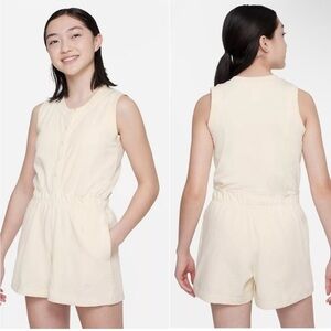 Nike Girls Romper Sleeveless Snap Button Cotton Ivory Sportwear Big Girl Size XL